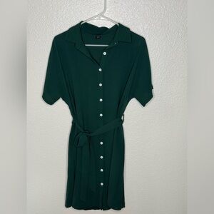 SHEIN Dark Green Midi Shirt Dress